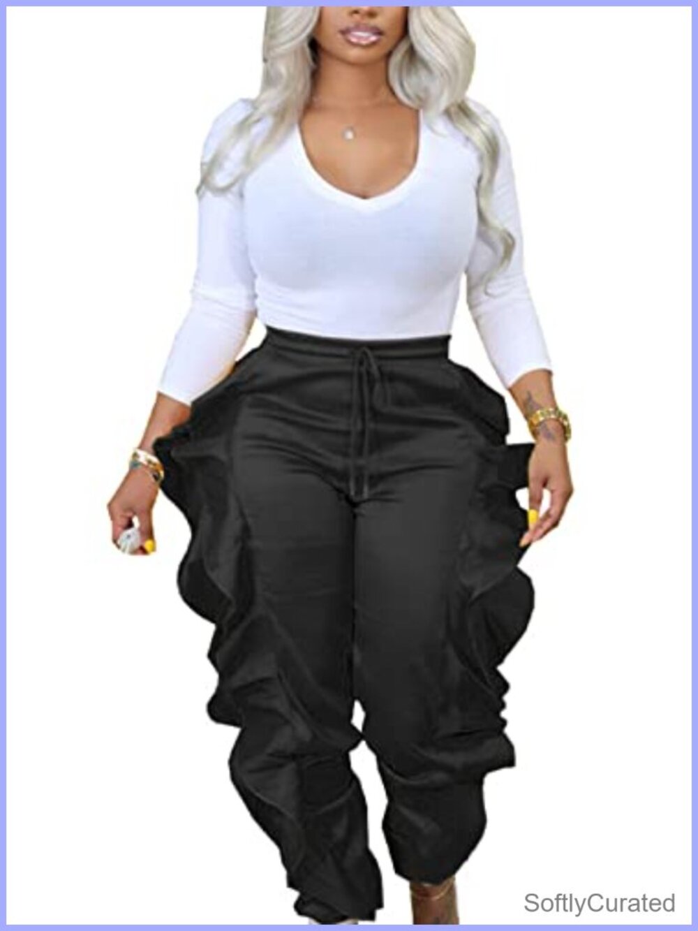 Fringe Pants for Women High Waisted Baggy Balloon Sweatpants
